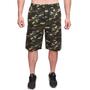 Imagem de Kit 2 Bermudas Calção Sarja Brim Camuflada Masculino Militar Cargo 5 Bolsos Elástico Cordão