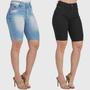 Imagem de Kit 2 Bermudas Jeans HNO Jeans Ciclista com Elastano Azul Stone-Preto