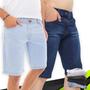 Imagem de Kit 2 Bermudas JEANS LISA  Masculinas Casual Elastano Short Slim Preta Azul Azul Claro 1046