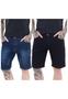 Imagem de KIT 2 Bermudas Jeans Masculina Premium Blue Dark e Black  Azul+Preto