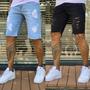 Imagem de Kit 2 bermudas jeans masculina rasgado masculina slim