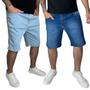 Imagem de Kit 2 Bermudas Jeans Masculina Slim Plus Size Lycra 48 Ao 56