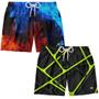 Imagem de Kit 2 Bermudas Masculina Casual Estampada Surf Boardshort Verão Moda Fitness Tactel