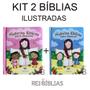 Imagem de Kit 2 Bíblias Infantis Ilustrada - Histórias Bíblicas Meninos e Meninas