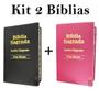 Imagem de Kit 2 Bíblias Sagrada Letra Gigante C/ Harpa - Luxo - Preta e Pink - Tam - 14x21 cm