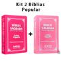 Imagem de Kit 2 Biblias Sagrada Letra Gigante Luxo Popular - Pink e Rosa- Com Harpa - RC