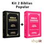 Imagem de Kit 2 Biblias Sagrada Letra Gigante Luxo Popular - Preta e Pink - Com Harpa - RC