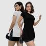 Imagem de Kit 2 Blusa Blusinha Alongada Manga Curta Canelada Botoes