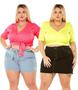 Imagem de Kit 2 Blusa Feminina Cropped Transpassado e Decote Franzido