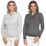 Imagem de Kit 2 Blusa Feminina Tricô Decote V Sueter Feminino Lã Liso