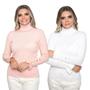 Imagem de Kit 2 Blusa Feminina Tricô Gola Alta Manga Longa Tricot Lã Inverno