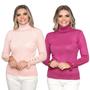 Imagem de Kit 2 Blusa Feminina Tricô Gola Alta Manga Longa Tricot Lã Inverno