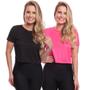 Imagem de Kit 2 Blusas Cropped Feminina Dry Academia Treino Camiseta Camisa Esportiva Esporte