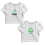 Imagem de Kit 2 Blusas Cropped Tshirt Feminina Alien Skate e Alien Frases