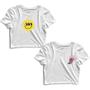 Imagem de Kit 2 Blusas Cropped Tshirt Feminina Carinha Feliz e Boca Alien