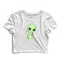 Imagem de Kit 2 Blusas Cropped Tshirt Feminina Gatinho Frases e Alien