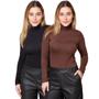 Imagem de Kit 2 Blusas Feminina Manga Longa Gola Alta Cacharrel de Viscose