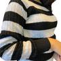 Imagem de Kit 2 Blusas Feminina Tricot Sueter Listrados Moda Inverno