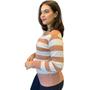 Imagem de Kit 2 Blusas Feminina Tricot Sueter Listrados Moda Inverno