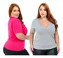 Imagem de Kit 2 Blusas Femininas Moda Plus Size Camiseta Manga Curta