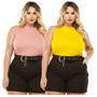 Imagem de Kit 2 Blusinhas Regata Plus Size malha canelada Confort Top Premium  primavera verão básica casual.