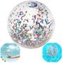 Imagem de Kit 2 Bolas Inflaveis com Glitter + 2 Boias Inflaveis com Glitter 80 Cm Mor