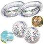 Imagem de Kit 2 Bolas Inflaveis com Glitter + 2 Boias Inflaveis com Glitter 80 Cm Mor