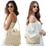 Imagem de Kit 2 Bolsas de Palha Feminina Com Alça Transversal Grande e Pequena + Óculos de Sol com Proteção UV