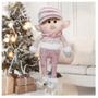 Imagem de Kit 2 Boneco Pendente Natal Duende Papai Noel Rosa 33cm