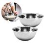 Imagem de Kit 2 Bowl Bacia Tigela Aço Inox Cumbuca funda Saladeiras 24cm