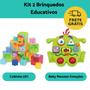 Imagem de Kit 2 Brinquedo Educativo Encaixar Bebê 1 ano Didatico Presente Menino Menina quebra cabeça Humor