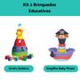 Imagem de Kit 2 Brinquedo Educativo Encaixar Montar Bebê 1 ano Presente Menino Menina Criança Didático Pirata