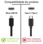 Imagem de Kit 2 Cabos USB de Carregamento Dados Conector Micro USB V8 Celular It Blue