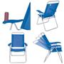 Imagem de Kit 2 Cadeira Boreal Reclinável 4 Pos Alum + Guarda Sol 2,6m Alum + Saca Areia - Mor