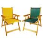 Imagem de Kit 2 Cadeira De Madeira Dobrável Jardim - Amarelo E Verde