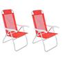 Imagem de Kit 2 Cadeira De Praia Reclinável Sannet 4 Posições Alumínio Camping Piscina Vermelha - Belfix