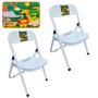 Imagem de Kit 2 Cadeira Infantil Dobrável Em Aço Resistente Até 40 Kg Ideal P/ Crianças Cores Estampas Divertidas Não Risca Chão