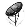 Imagem de Kit 2 Cadeiras Acapulco Corda Náutica Base em Alumínio Preto/preto