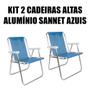 Imagem de Kit 2 Cadeiras Altas de Alumínio Sannet Azuis