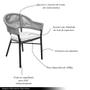 Imagem de Kit 2 Cadeiras Área Externa de Alumínio Bear com Corda Naútica Preto/Grafite G56 - Gran Belo