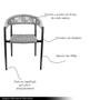 Imagem de Kit 2 Cadeiras Área Externa de Alumínio Carmy com Corda Naútica Preto/Grafite G56 - Gran Belo