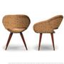 Imagem de Kit 2 Cadeiras Beijo Colmeia Laranja e Marrom Poltrona Decorativa com Base Fixa