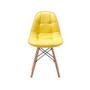 Imagem de Kit 2 Cadeiras Charles Eames Botonê Eiffel Wood Estofada Couro - Amarela