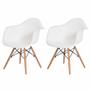 Imagem de Kit 2 Cadeiras Charles Eames Eiffel Com Braço Branca Base Madeira