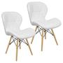 Imagem de Kit 2 Cadeiras Charles Eames Eiffel Slim Wood Estofada - Branca