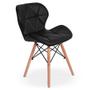 Imagem de Kit 2 Cadeiras Charles Eames Eiffel Slim Wood Estofada - Preta