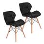 Imagem de Kit 2 Cadeiras Charles Eames Eiffel Slim Wood Estofada - Preta