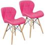 Imagem de Kit 2 Cadeiras Charles Eames Eiffel Slim Wood Estofada Rosa