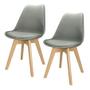 Imagem de Kit 2 Cadeiras Charles Eames Leda Luisa Saarinen Design Wood Estofada Base Madeira - Cinza