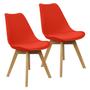 Imagem de Kit 2 Cadeiras Charles Eames Leda Luisa Saarinen Design Wood Estofada Base Madeira - Vermelho